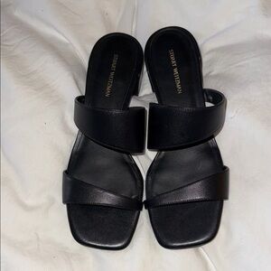 Stuart Weitzman Elegant Black Slide Sandals